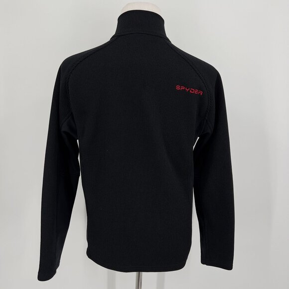 Spyder Men's Pullover 1/4 Zip Sweater M Medium Black With Red Details - Picture 3 of 6